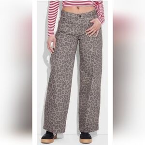 Wild Fable Leopard Print Wide-Leg Pants Size M
